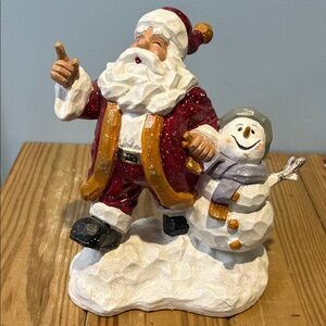 Vintage 2001 Merrybrite Christmas Figurine Santa Claus & Snowman Happy Carolers!